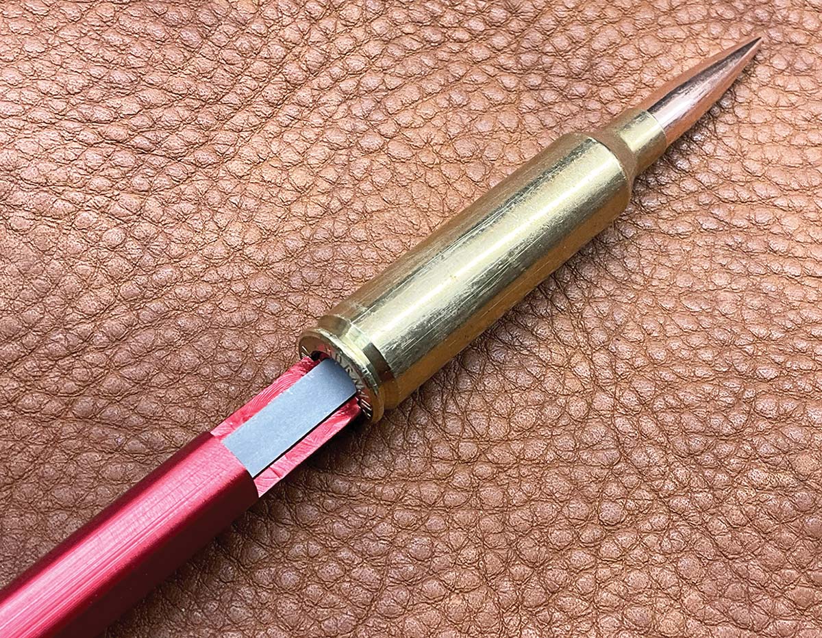 For custom handloads, the actual distance from the case base to the barrel lands is measured for each type of bullet with an OAL tool and modified case.